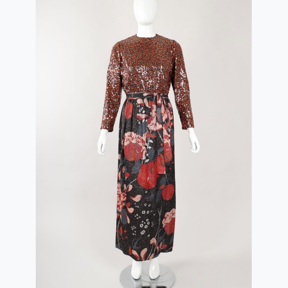 Vintage BILL BLASS Metallic Sequin Dress Sz 6/8